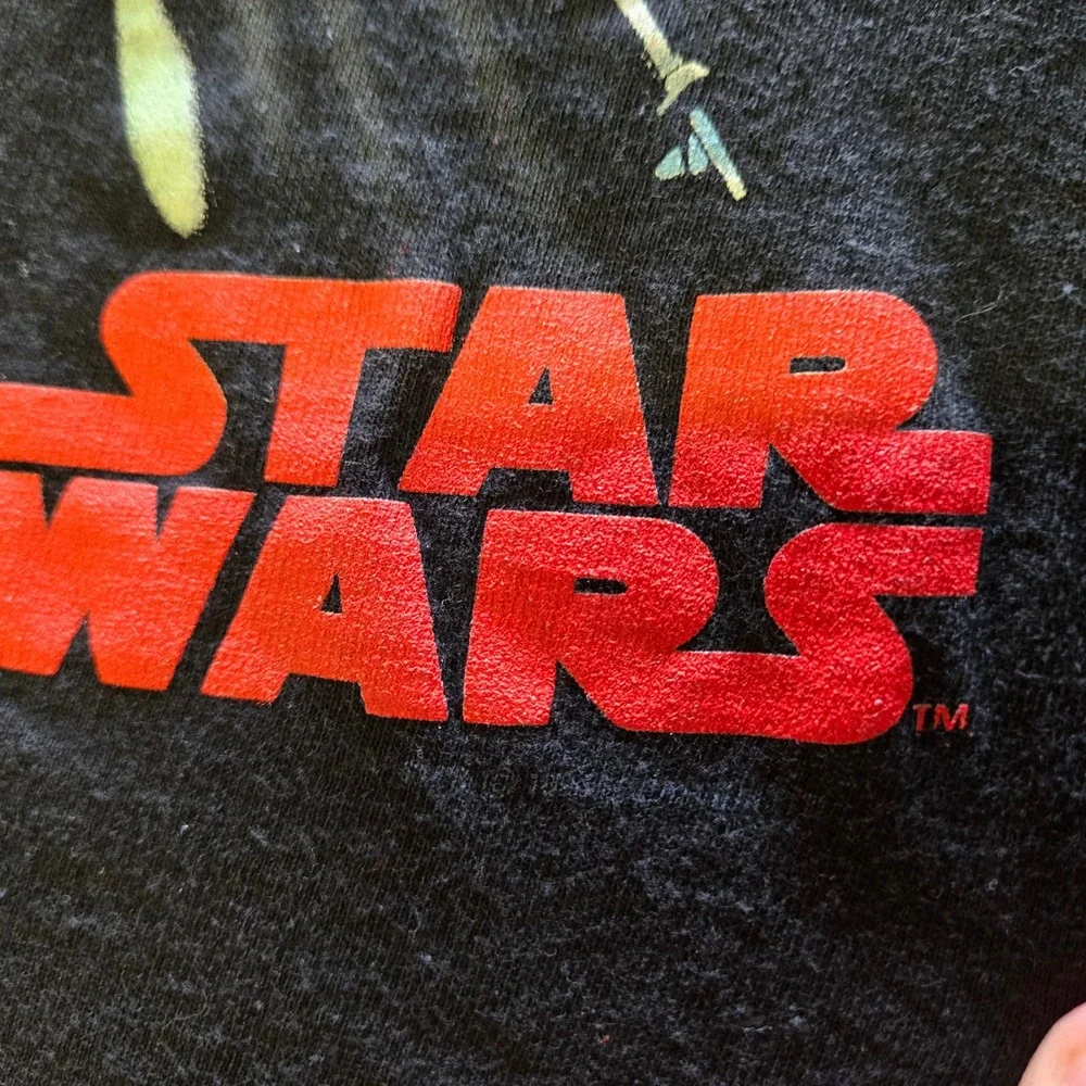 Vintage Star Wars T Shirt Boys XL Black Rogue Squadron X-Wing Tie Fighter AOP